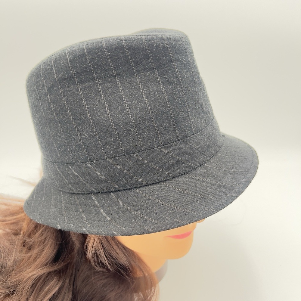 Vintage Stone Gray Pinstripe Fedora Trilby Hat S M Unisex Dress Casual